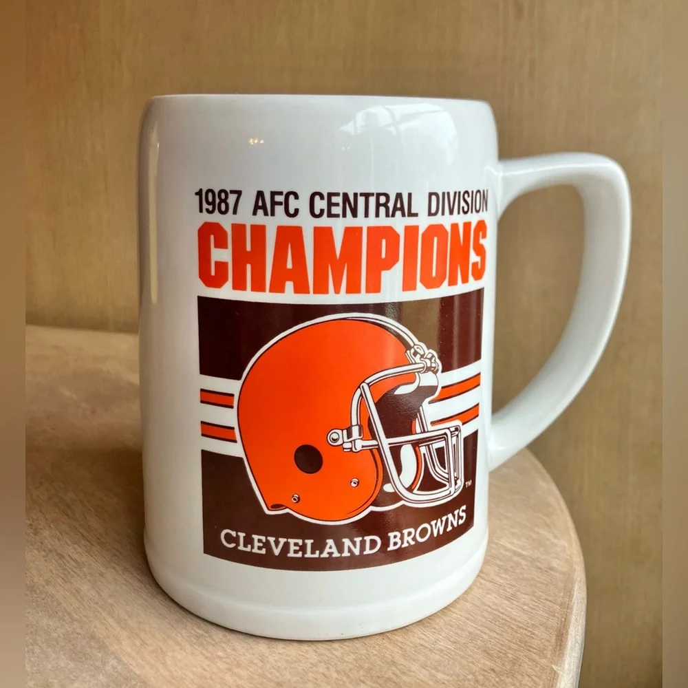 VTG 1987 Cleveland Browns Coffee Mug AFC Central Division Champs NFL Team Cup
